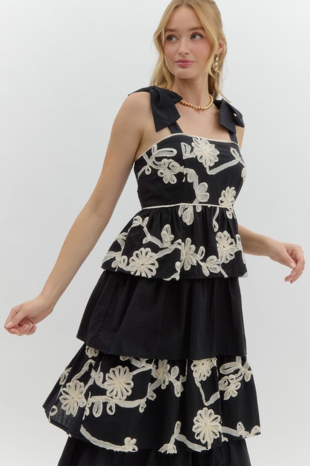 Black and White Dress with Straps