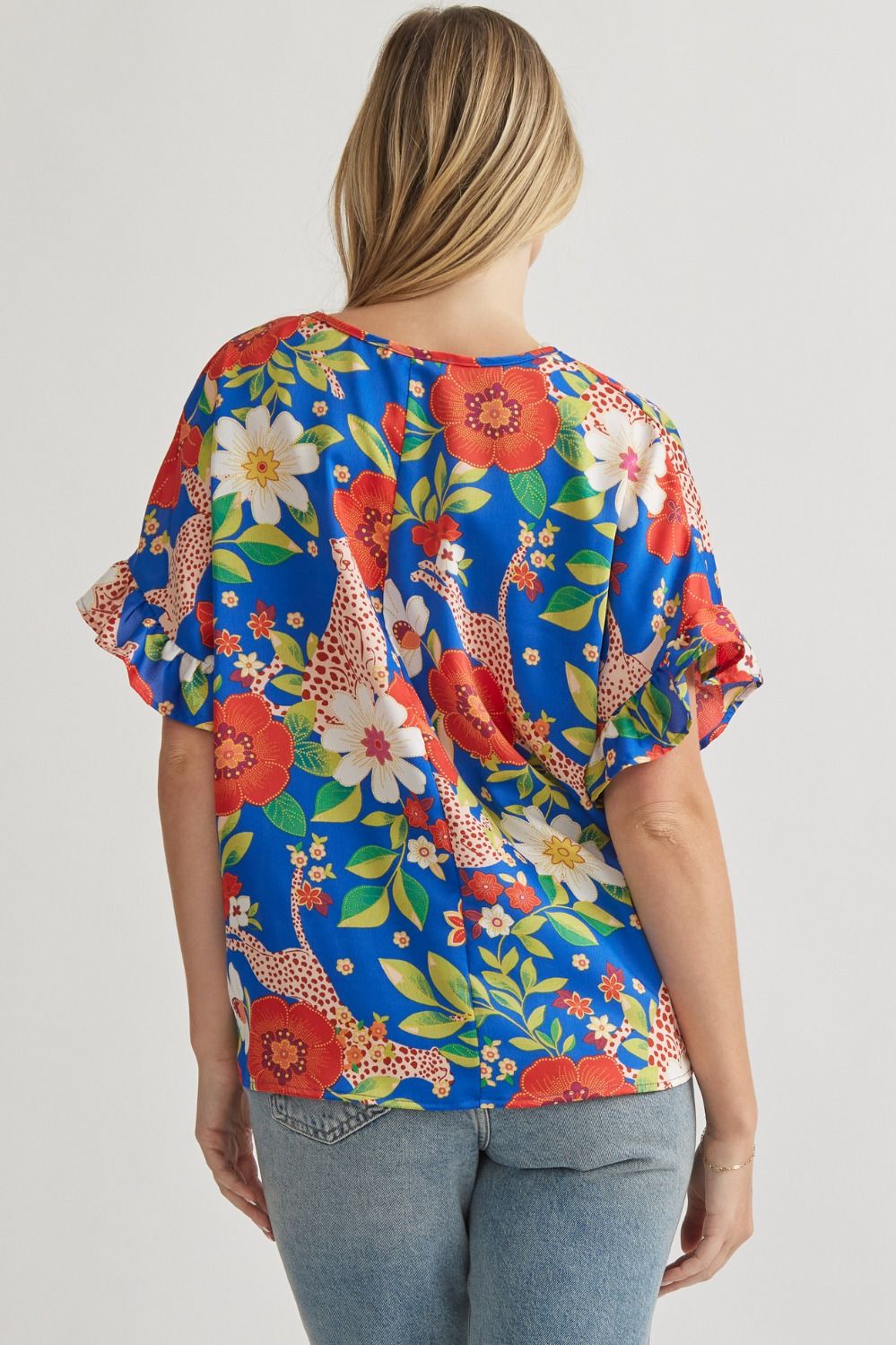 Floral v-neck short sleeve