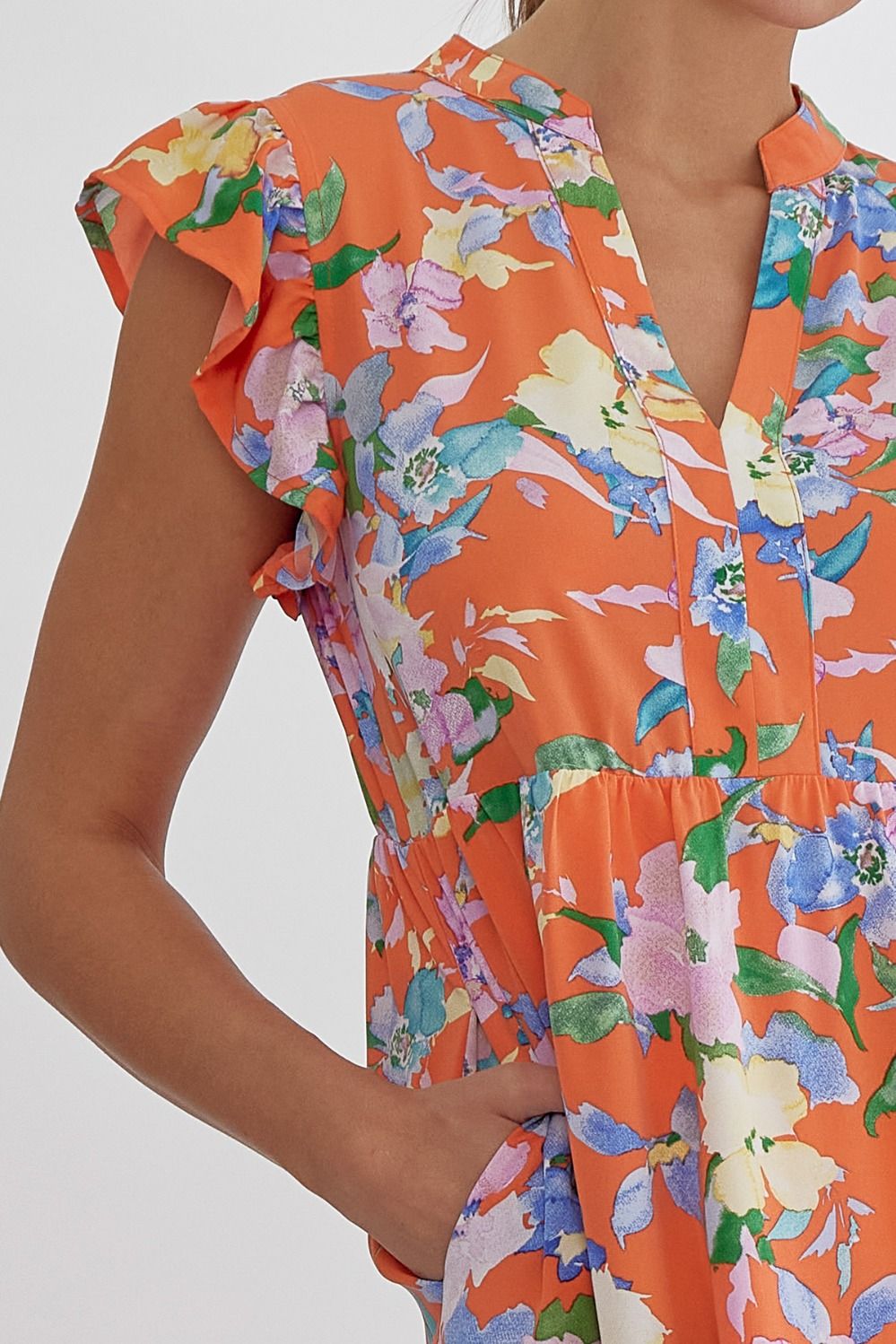 Floral V-Neck Short Sleeve Dress